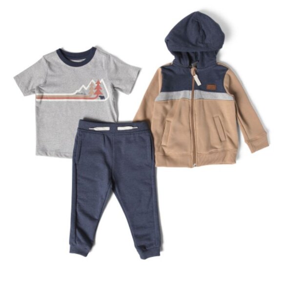 NWT EDDIE BAUER Toddler Boys 3pc Hoodie and Jogger Set - Picture 1 of 8